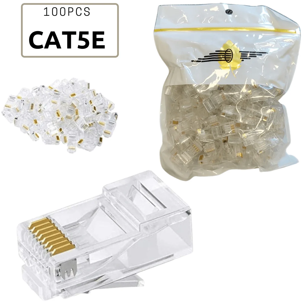 100PCS Cat5e RJ45 Connector, Ethernet Cable Crimp Connectors UTP Network Plug