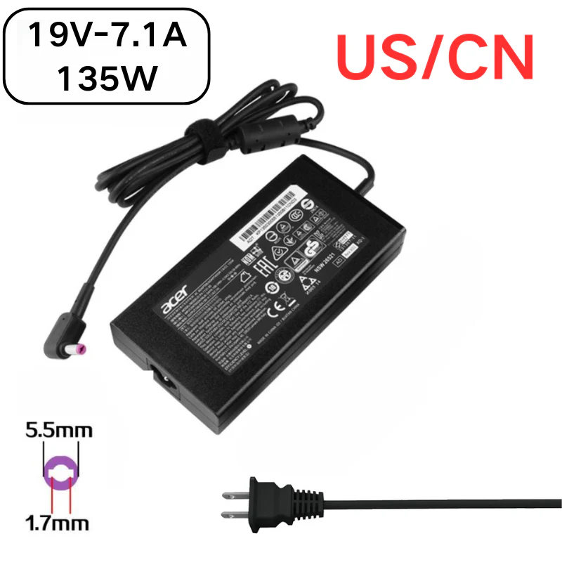 [19V-7.1A/135W][5.5x1.7] Acer Nitro 5 AN515-51 N19C5 & Aspire VN7-591 AC Power Supply Adapter Charger - Image 5