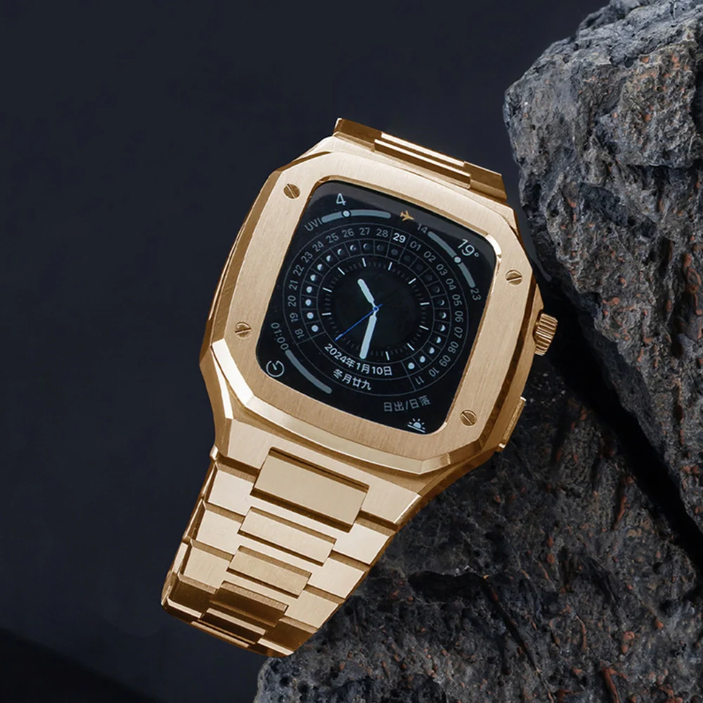 [2 in 1 - Case + Band] Apple Watch Series 4/5/6/SE/7/8/9 - Business Metal Shockproof Case With Steel Watch Band - Image 10