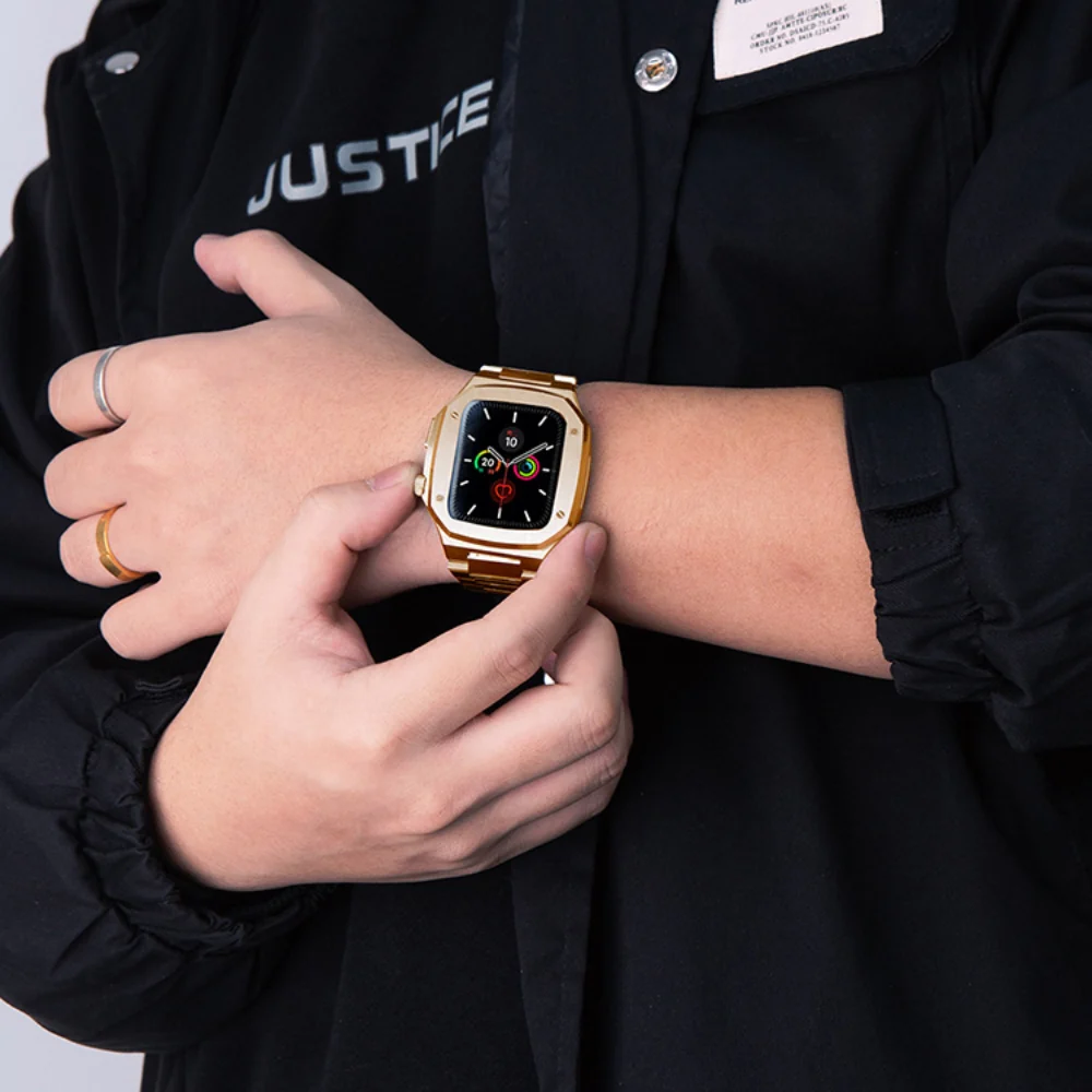 [2 in 1 - Case + Band] Apple Watch Series 4/5/6/SE/7/8/9 - Business Metal Shockproof Case With Steel Watch Band - Image 13