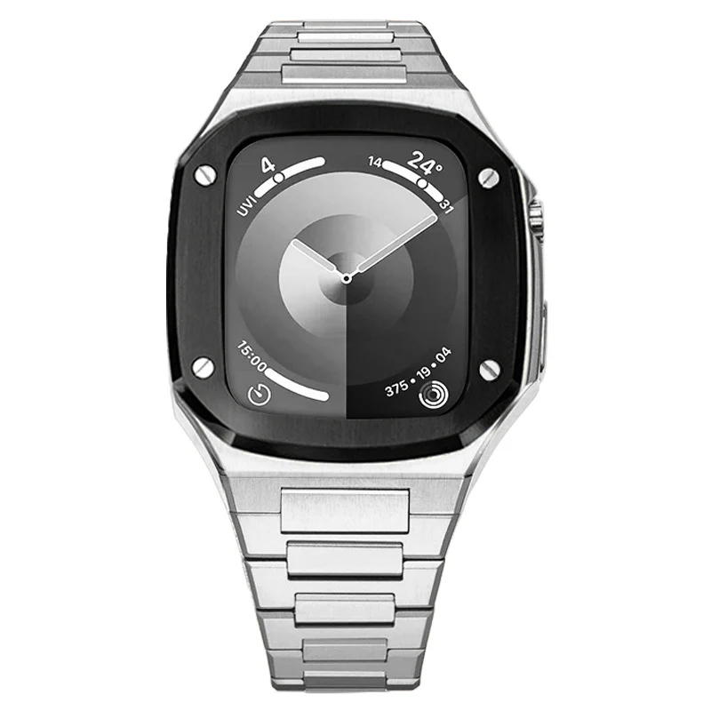 [2 in 1 - Case + Band] Apple Watch Series 4/5/6/SE/7/8/9 - Business Metal Shockproof Case With Steel Watch Band - Image 7