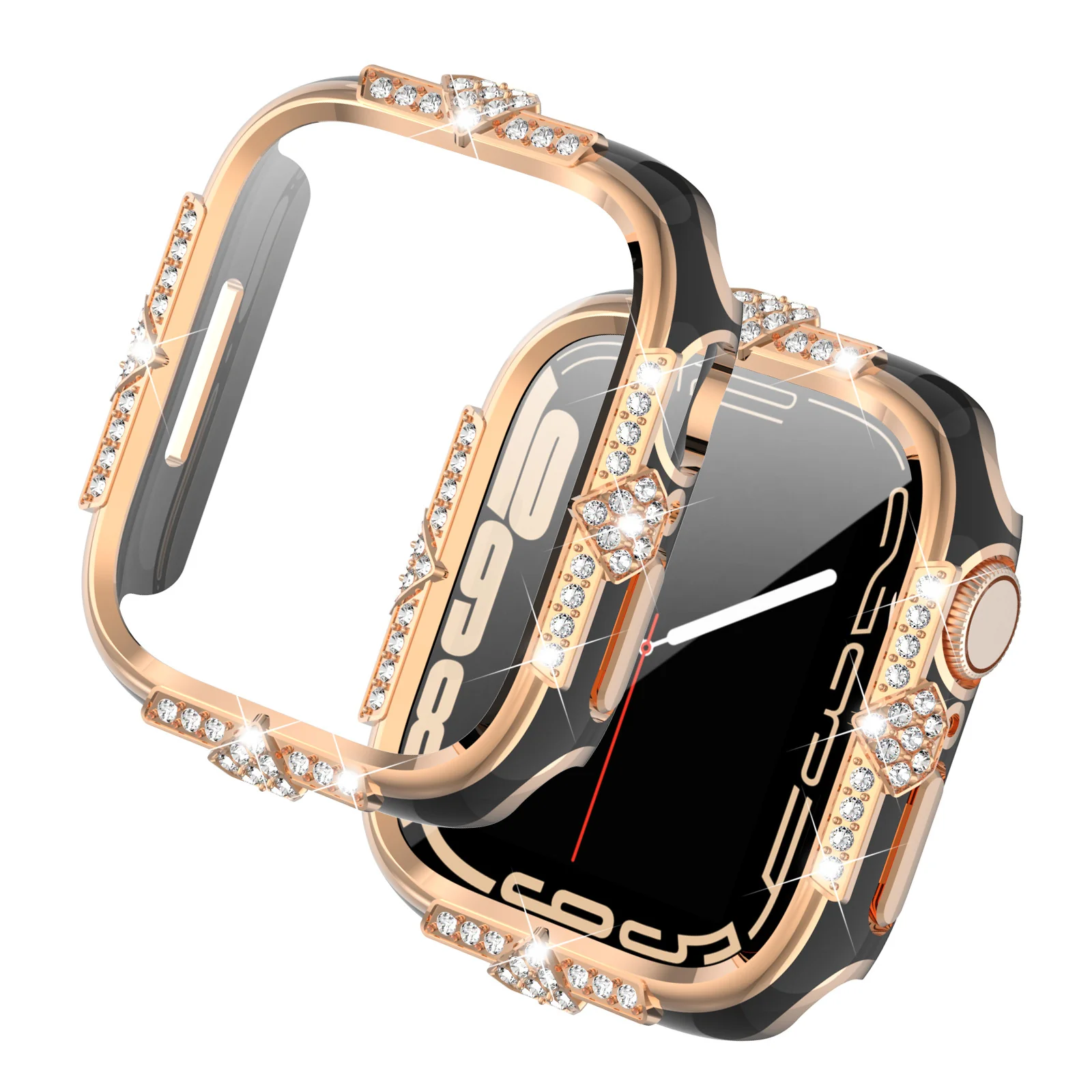 [2 in 1 - Case + Protector] Apple Watch Series 4/5/6/SE/7/8/9 - Fashion Diamond-inlaid Shockproof Frame Case - Image 10