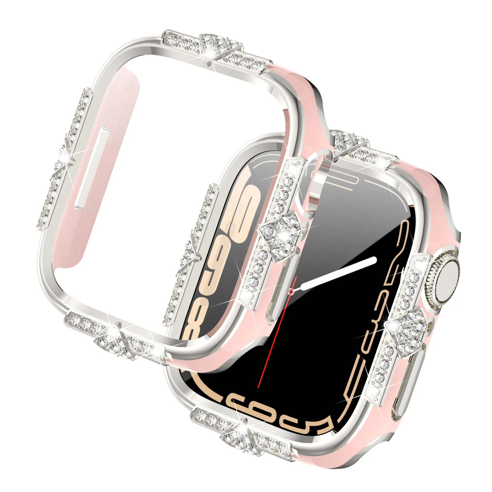 [2 in 1 - Case + Protector] Apple Watch Series 4/5/6/SE/7/8/9 - Fashion Diamond-inlaid Shockproof Frame Case - Image 11