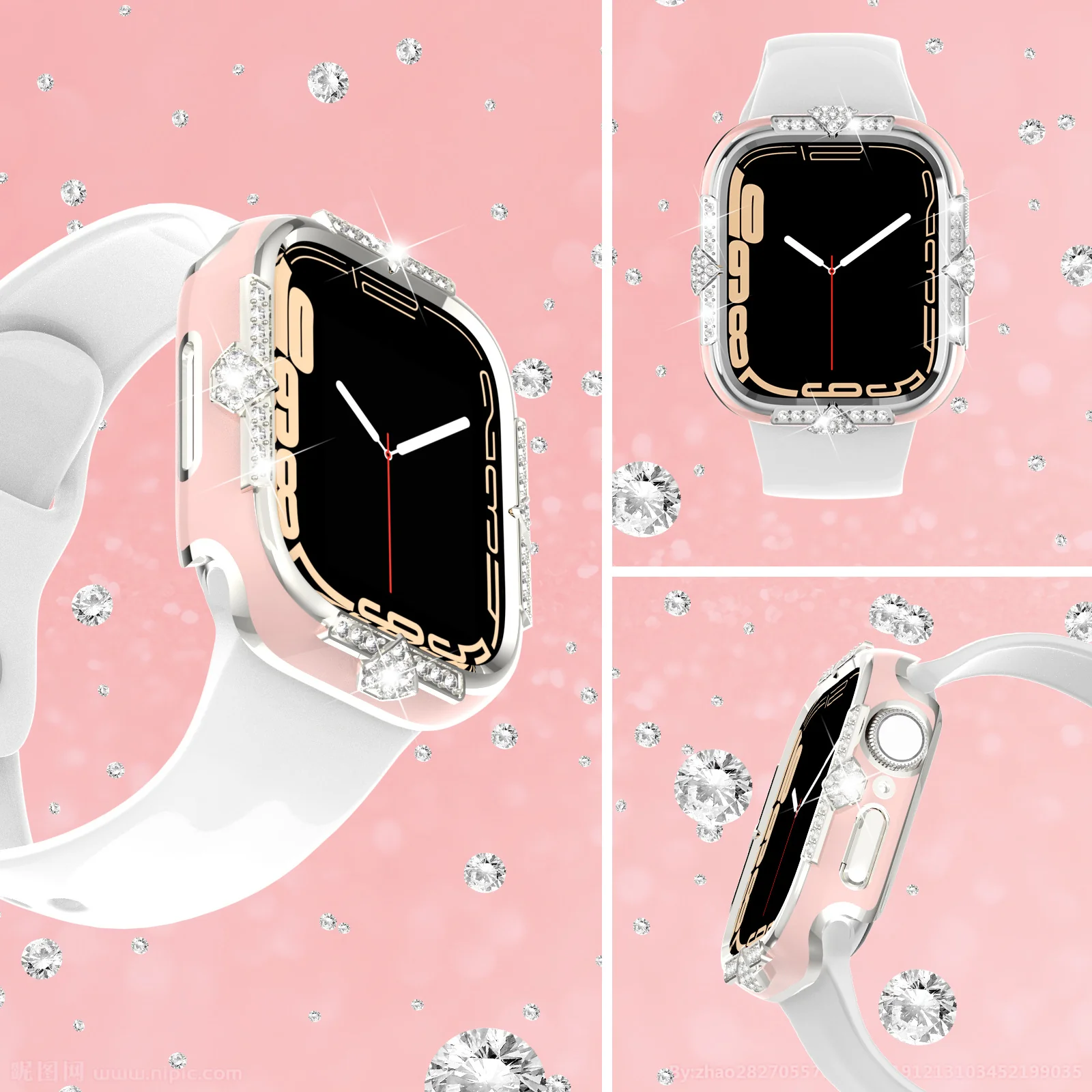 [2 in 1 - Case + Protector] Apple Watch Series 4/5/6/SE/7/8/9 - Fashion Diamond-inlaid Shockproof Frame Case - Image 14