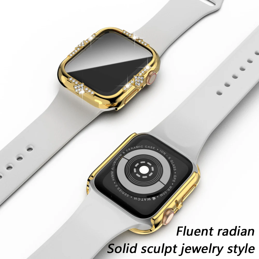 [2 in 1 - Case + Protector] Apple Watch Series 4/5/6/SE/7/8/9 - Fashion Diamond-inlaid Shockproof Frame Case - Image 18