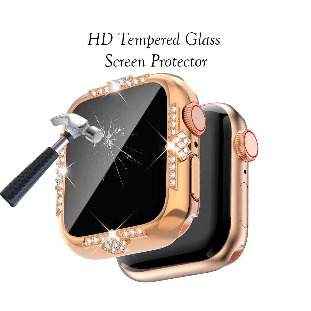 [2 in 1 - Case + Protector] Apple Watch Series 4/5/6/SE/7/8/9 - Fashion Diamond-inlaid Shockproof Frame Case - Image 19