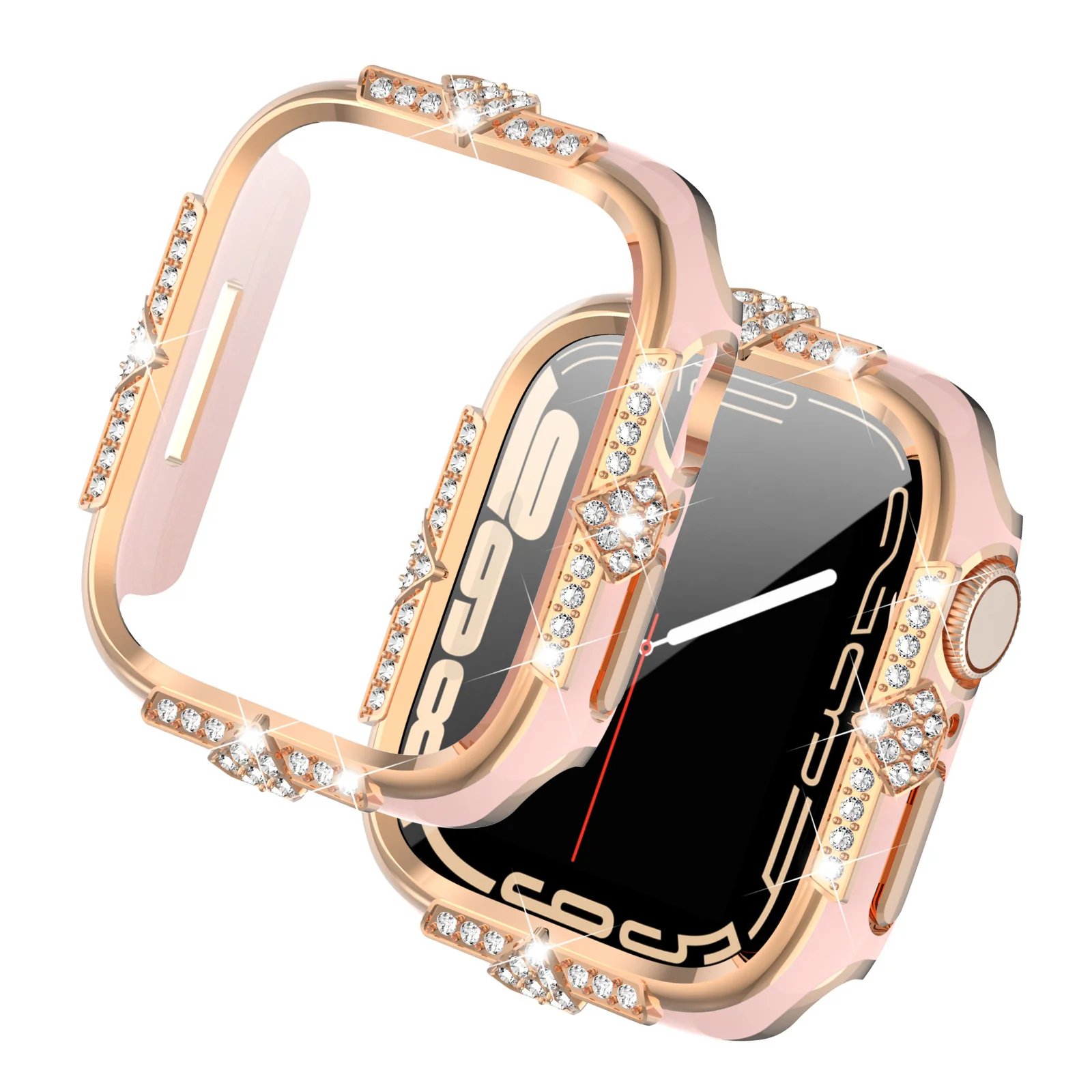 [2 in 1 - Case + Protector] Apple Watch Series 4/5/6/SE/7/8/9 - Fashion Diamond-inlaid Shockproof Frame Case - Image 8