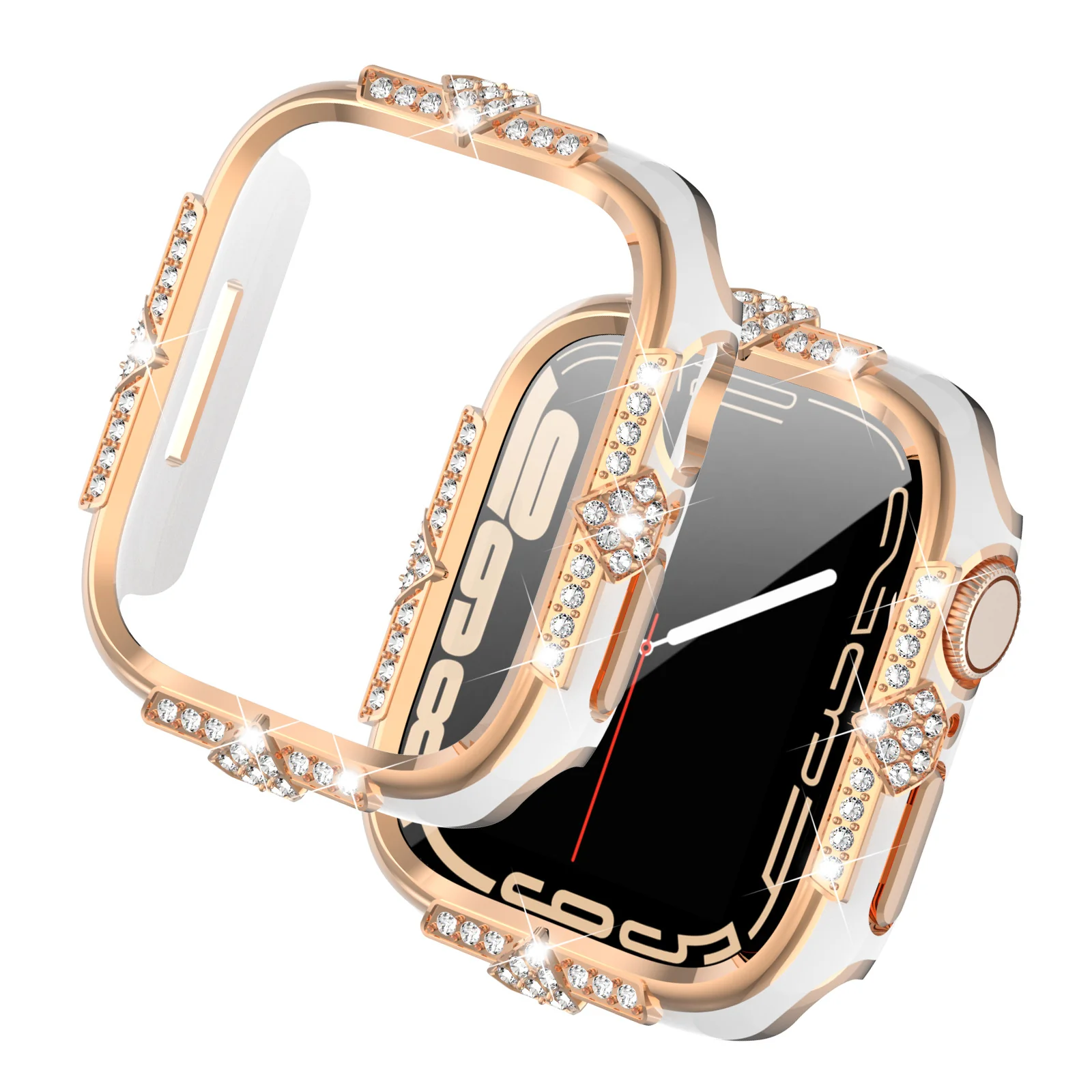 [2 in 1 - Case + Protector] Apple Watch Series 4/5/6/SE/7/8/9 - Fashion Diamond-inlaid Shockproof Frame Case - Image 9
