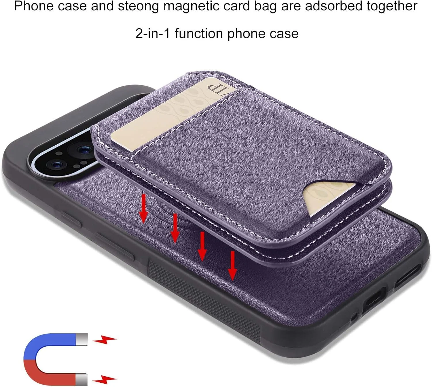 [2 in 1 Detachable] Google Pixel 7/Pro/7A - Leather Shockproof Card Holder Wallet Series Case - Image 7
