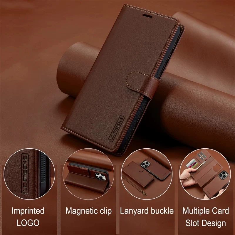 [2-in-1 Detachable][With Card Slot] Apple iPhone 14/Plus/Pro/Max - Magnetic Detachable Flip Leather Essentials Series Case With Lanyard - Image 3