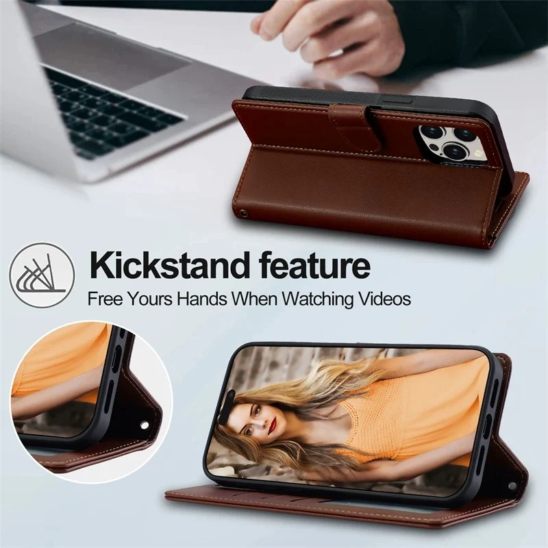 [2-in-1 Detachable][With Card Slot] Apple iPhone 14/Plus/Pro/Max - Magnetic Detachable Flip Leather Essentials Series Case With Lanyard - Image 6