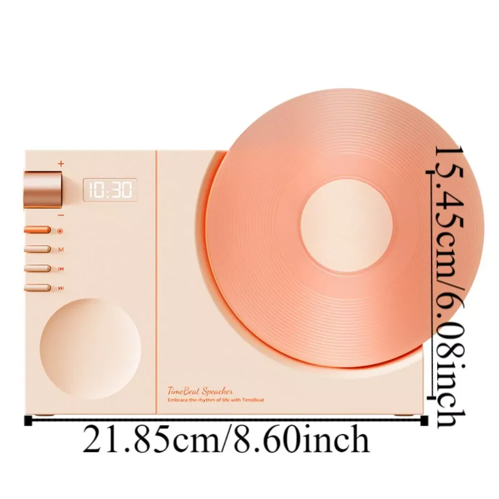 [2 IN 1][USB Port] Portable Desktop Decoration Vinyl Record Style Wireless Clock Bluetooth Speaker - Image 10