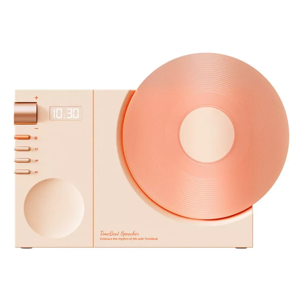 [2 IN 1][USB Port] Portable Desktop Decoration Vinyl Record Style Wireless Clock Bluetooth Speaker - Image 3