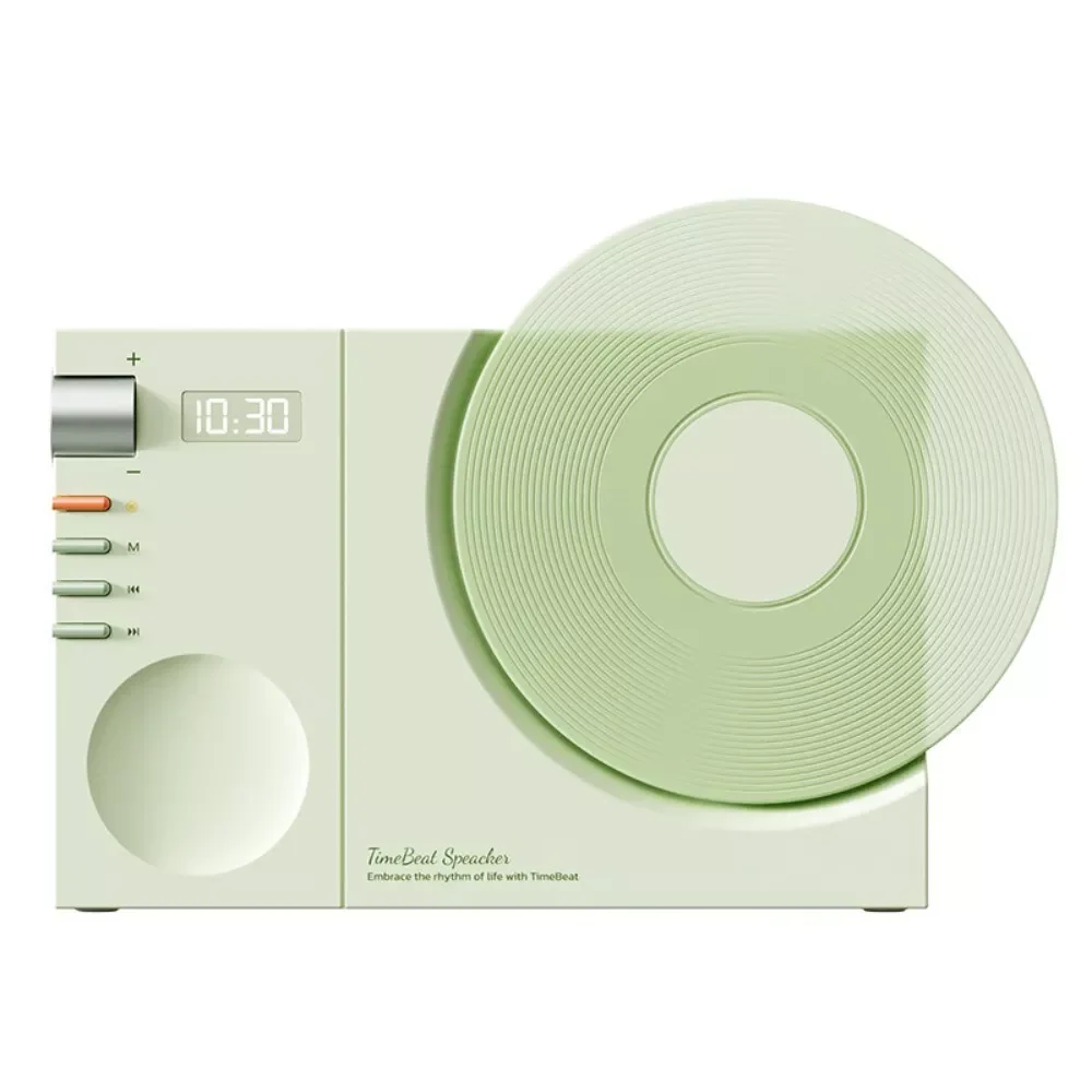 [2 IN 1][USB Port] Portable Desktop Decoration Vinyl Record Style Wireless Clock Bluetooth Speaker - Image 4