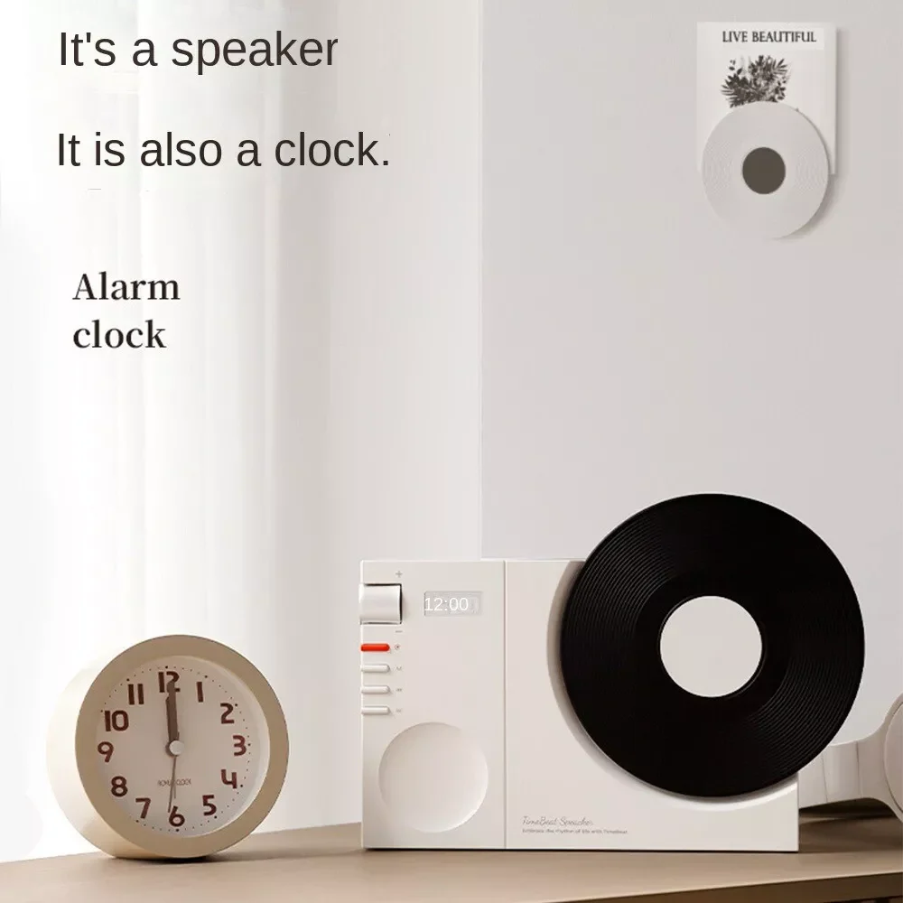 [2 IN 1][USB Port] Portable Desktop Decoration Vinyl Record Style Wireless Clock Bluetooth Speaker - Image 5