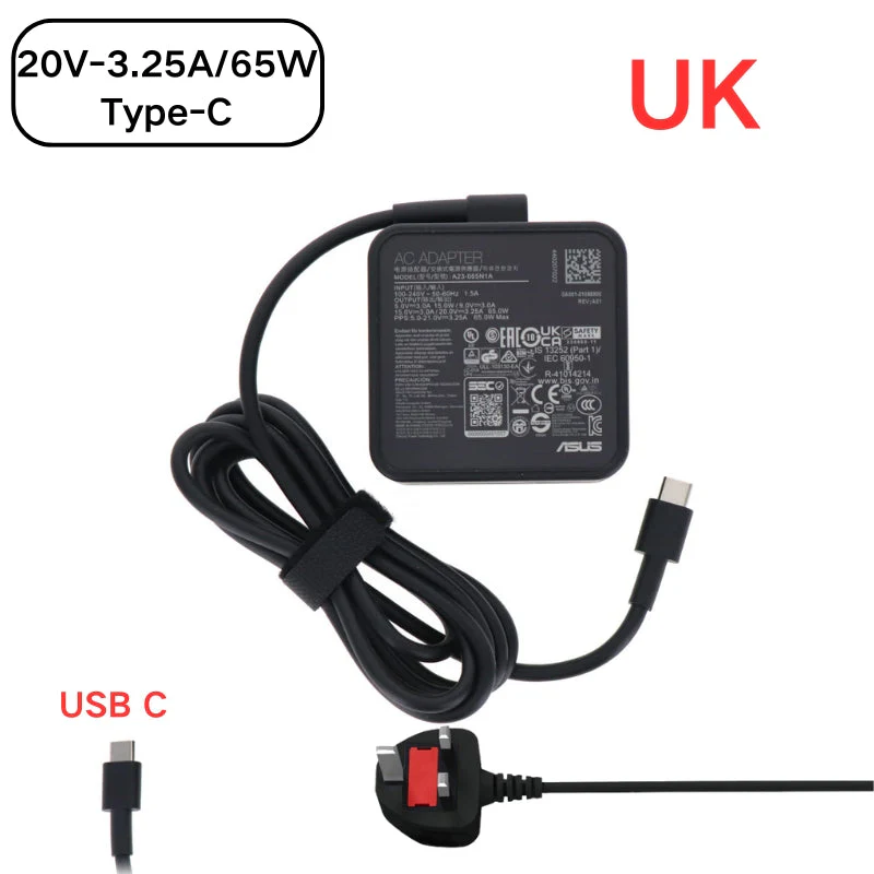 [20V-3.25A/65W][Type-C] ASUS ZenBook S 13 UX5304 - Laptop AC Power Supply Adapter Charger - Image 5
