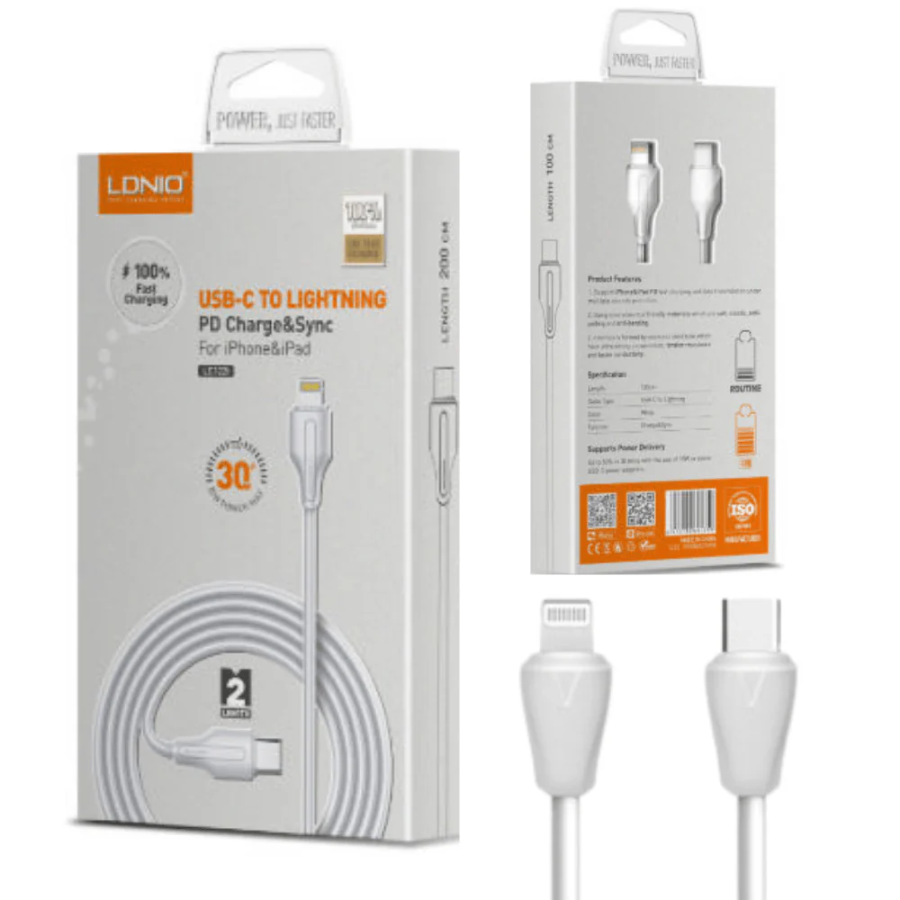 [2M][LC132I] LDNIO Type-C to Lightning 30W Fast PD Charging Cable