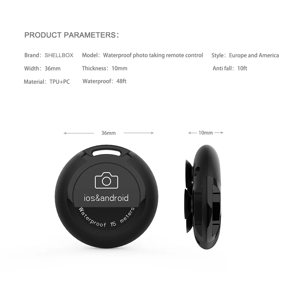[36x10mm] IP68 15 Meter 48ft Depth Waterproof Wireless Bluetooth Remote Control Button Photo Taking - Image 10