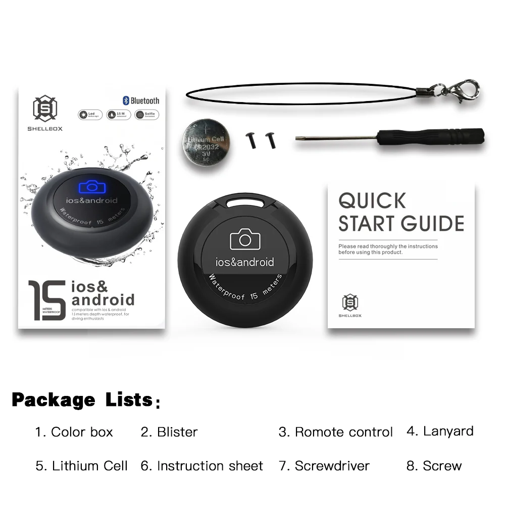 [36x10mm] IP68 15 Meter 48ft Depth Waterproof Wireless Bluetooth Remote Control Button Photo Taking - Image 9