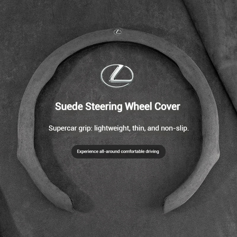 [38 CM] Lexus Suede Car Steering Wheel Covers With Logo For ES200, ES300h, RX300, NX200, CT200 - Image 4