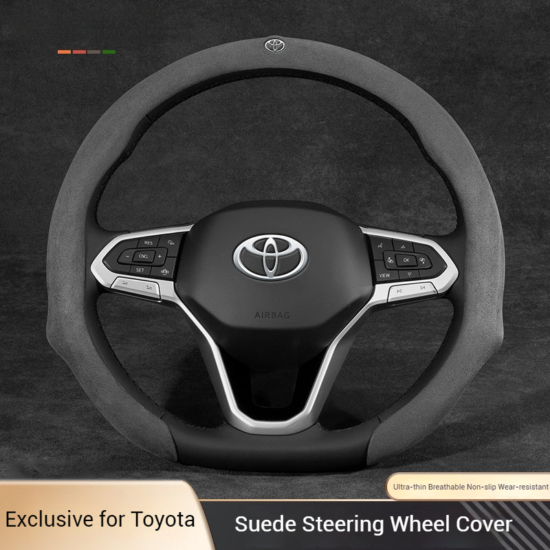 [38 CM] Toyota Suede Car Steering Wheel Covers With Logo For Corolla Cross, Levin, Camry 
RAV4, Frontlander - Image 3