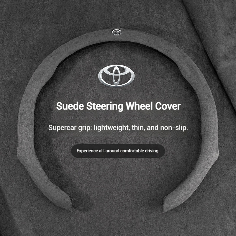[38 CM] Toyota Suede Car Steering Wheel Covers With Logo For Corolla Cross, Levin, Camry 
RAV4, Frontlander - Image 4
