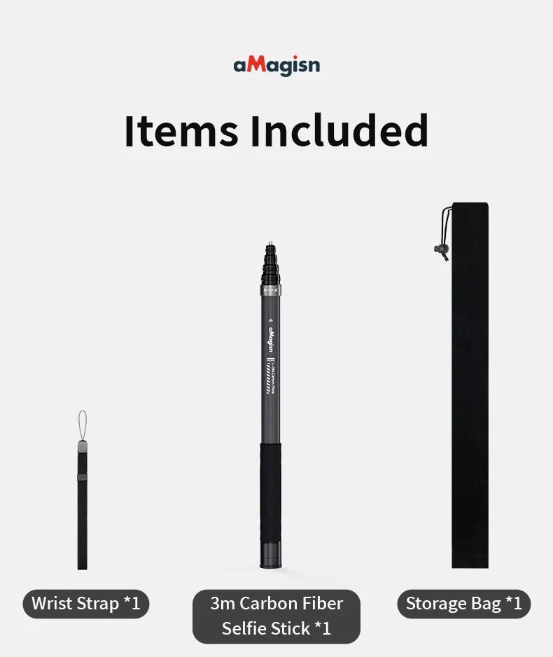 [3M Super Long] AMAGISN 3m Carbon Fiber Selfie Stick Sports Camera Extension Pole for Insta360 / DJI / GoPro - Image 18