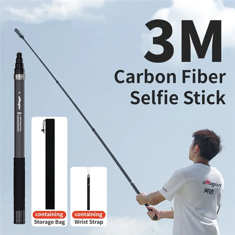 [3M Super Long] AMAGISN 3m Carbon Fiber Selfie Stick Sports Camera Extension Pole for Insta360 / DJI / GoPro - Image 6