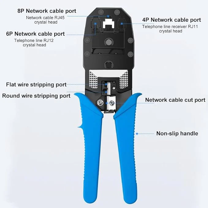 [99 in 1] Portable Self-adjusting 4P/6P/8P Crimping Pliers Wire Cable End Sleeve Ferrule Cutter Crimper Network Ethernet Internet Cable Clamp Tool Tester Set - Image 3