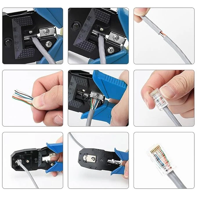 [99 in 1] Portable Self-adjusting 4P/6P/8P Crimping Pliers Wire Cable End Sleeve Ferrule Cutter Crimper Network Ethernet Internet Cable Clamp Tool Tester Set - Image 4