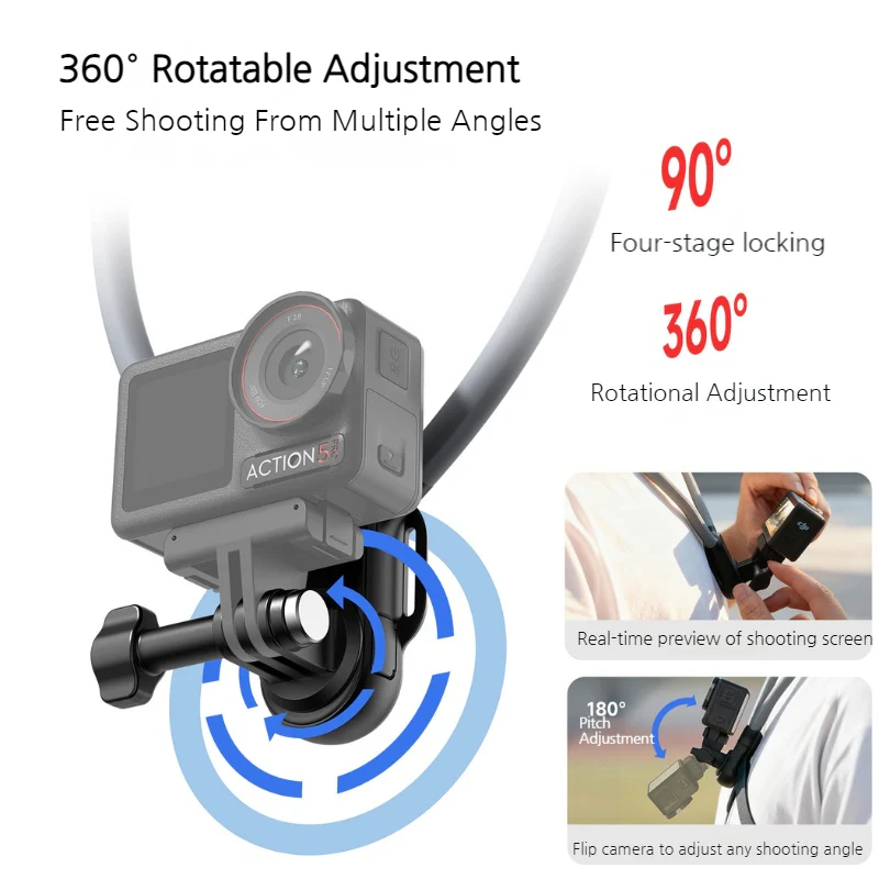 Action Camera Neck Holder for Osmo Action 6, Pocket 3, GoPro - Image 4