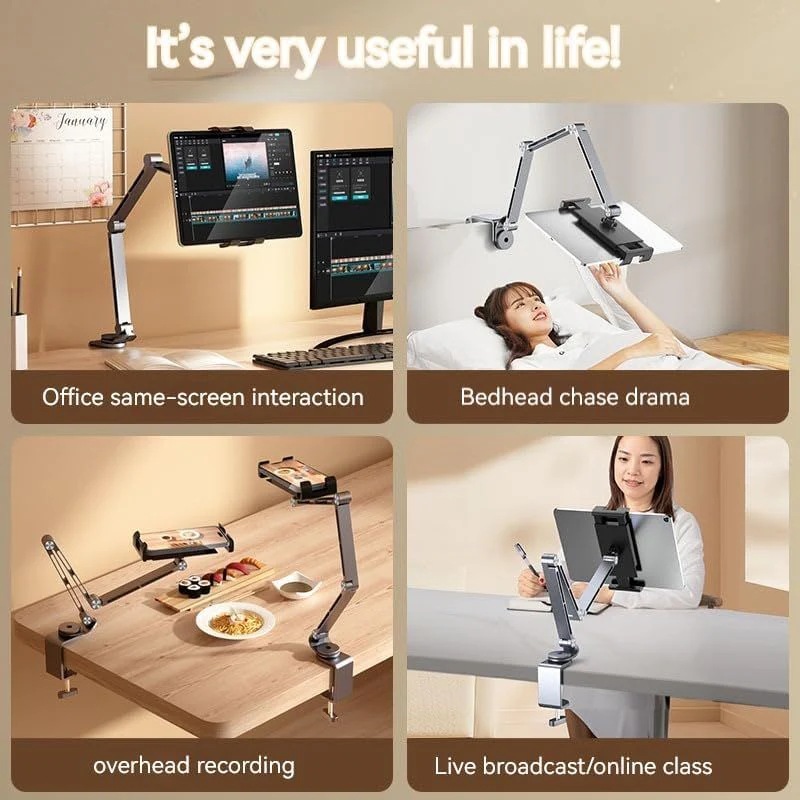 Adjustable Phone & Tablet Stand – Swivel Arm, Fits 4"–13" Devices - Image 2