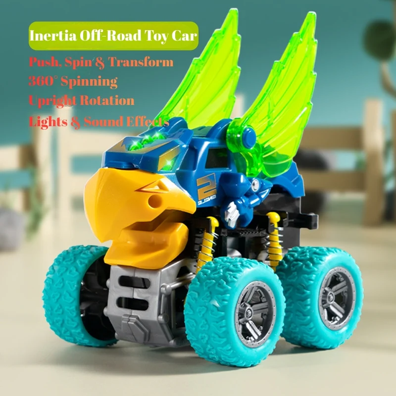 Animal Transforming Inertia Off-Road Toy Car – 360° Spinning Stunt Vehicle with Lights & Sound Effects for Toddlers - Image 14