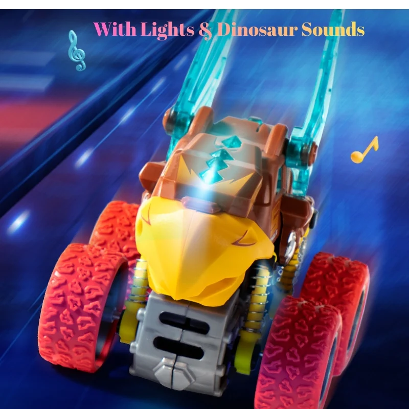 Animal Transforming Inertia Off-Road Toy Car – 360° Spinning Stunt Vehicle with Lights & Sound Effects for Toddlers - Image 8