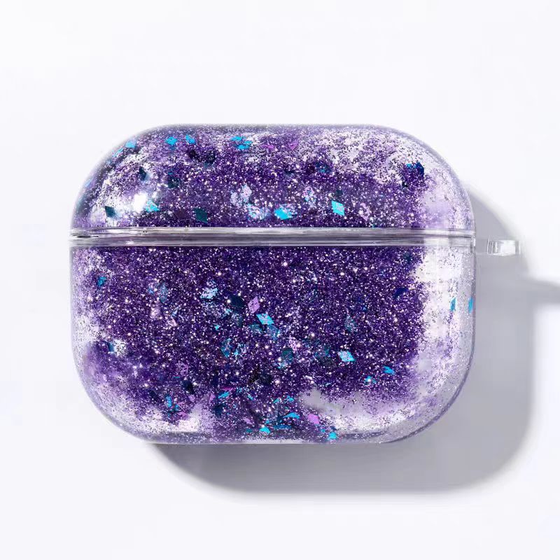 Apple AirPods Pro 1 - Glitter Sand Flowing Transparent Full-Wrap Anti-Drop Hard Case - Image 4