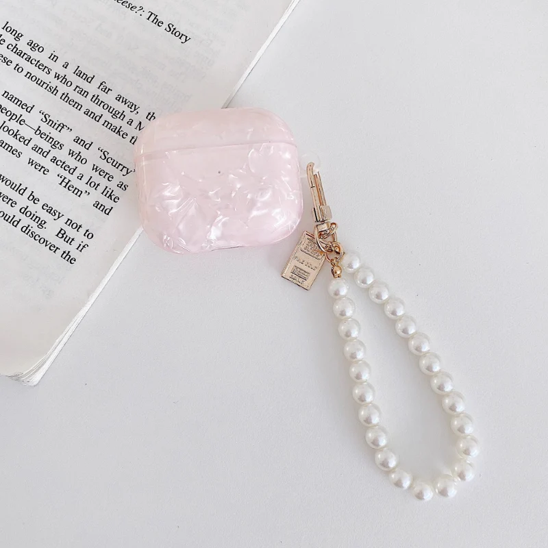 Apple AirPods 3 - Protective Cover Skin with Pearl Keychain Charging Cover Case - Image 2