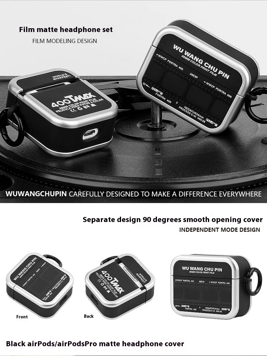 Apple AirPods Pro 2 (2022) -Film roll design style TPU + PC Heavy Duty Protecive Case - Image 5