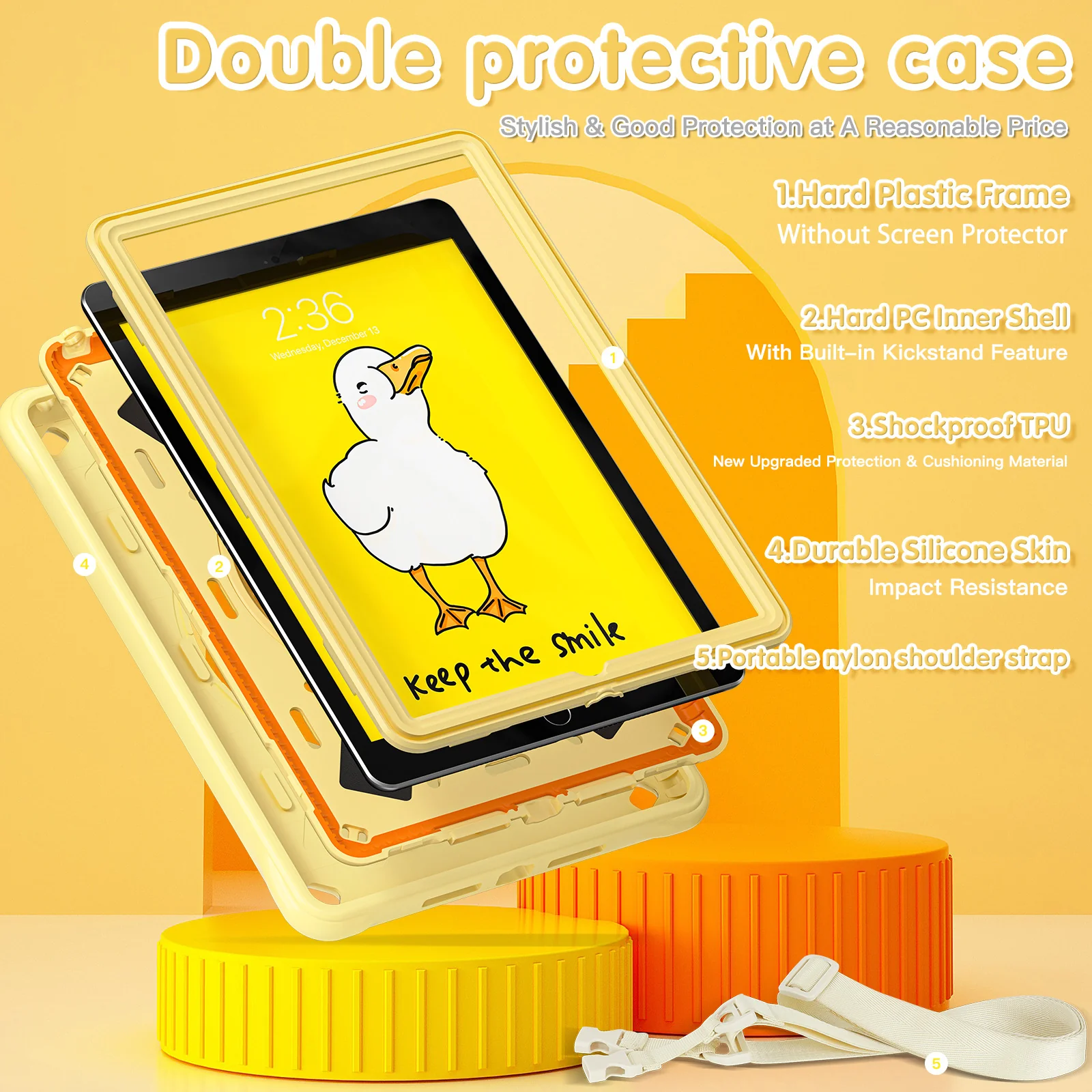 Apple iPad Air 11-inch M2/M3/M4 (2024/2025/2026) 3D Cartoon Silicone Rugged 360°Rotating Hand Strap Stand Case - Image 5