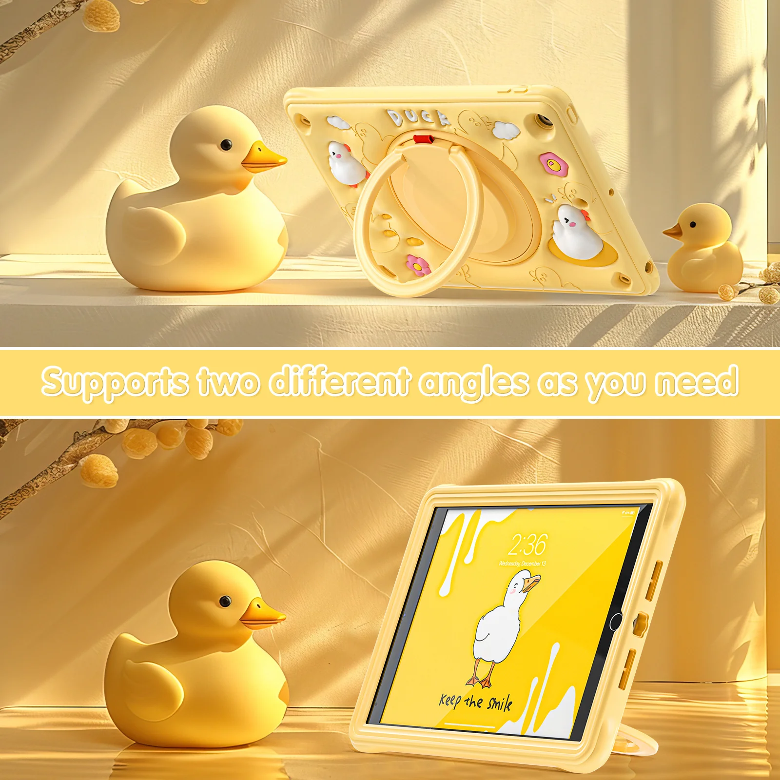 Apple iPad Air 11-inch M2/M3/M4 (2024/2025/2026) 3D Cartoon Silicone Rugged 360°Rotating Hand Strap Stand Case - Image 6