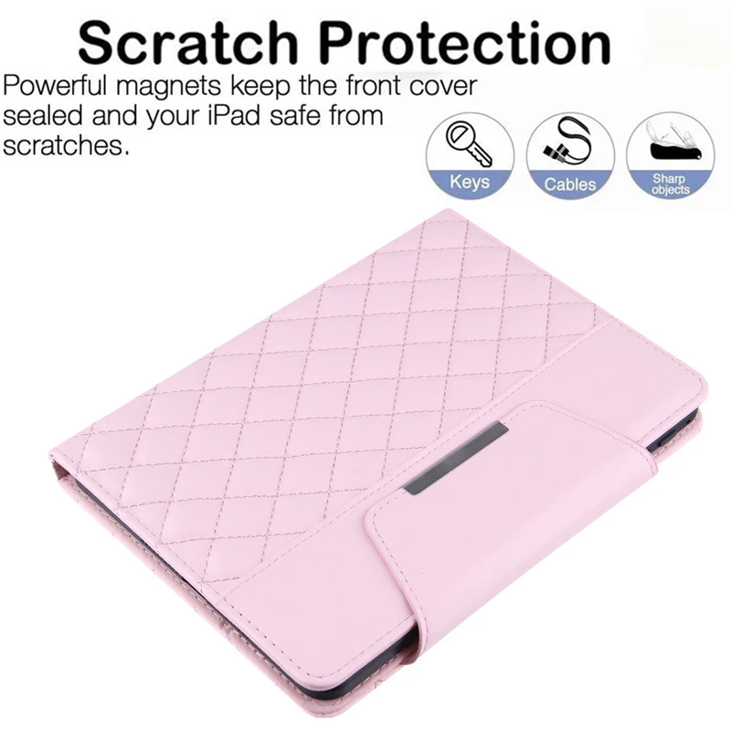 Apple iPad 7/8/9 10.2'' 7/8/9th Gen (2019/2020/2021) Diamond-Patterned Leather Flip Cover Shockproof Case - Image 9