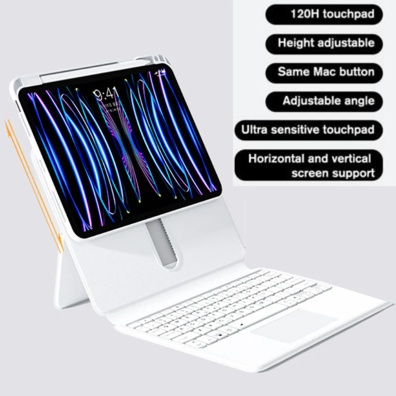 Apple iPad Pro 11" 1st/2nd/3rd/4th Gen & Air 4/5 10.9" - Magic 360 Rotation Detachable Smart Wireless Trackpad Keyboard Flip Case With Backlit - Image 13