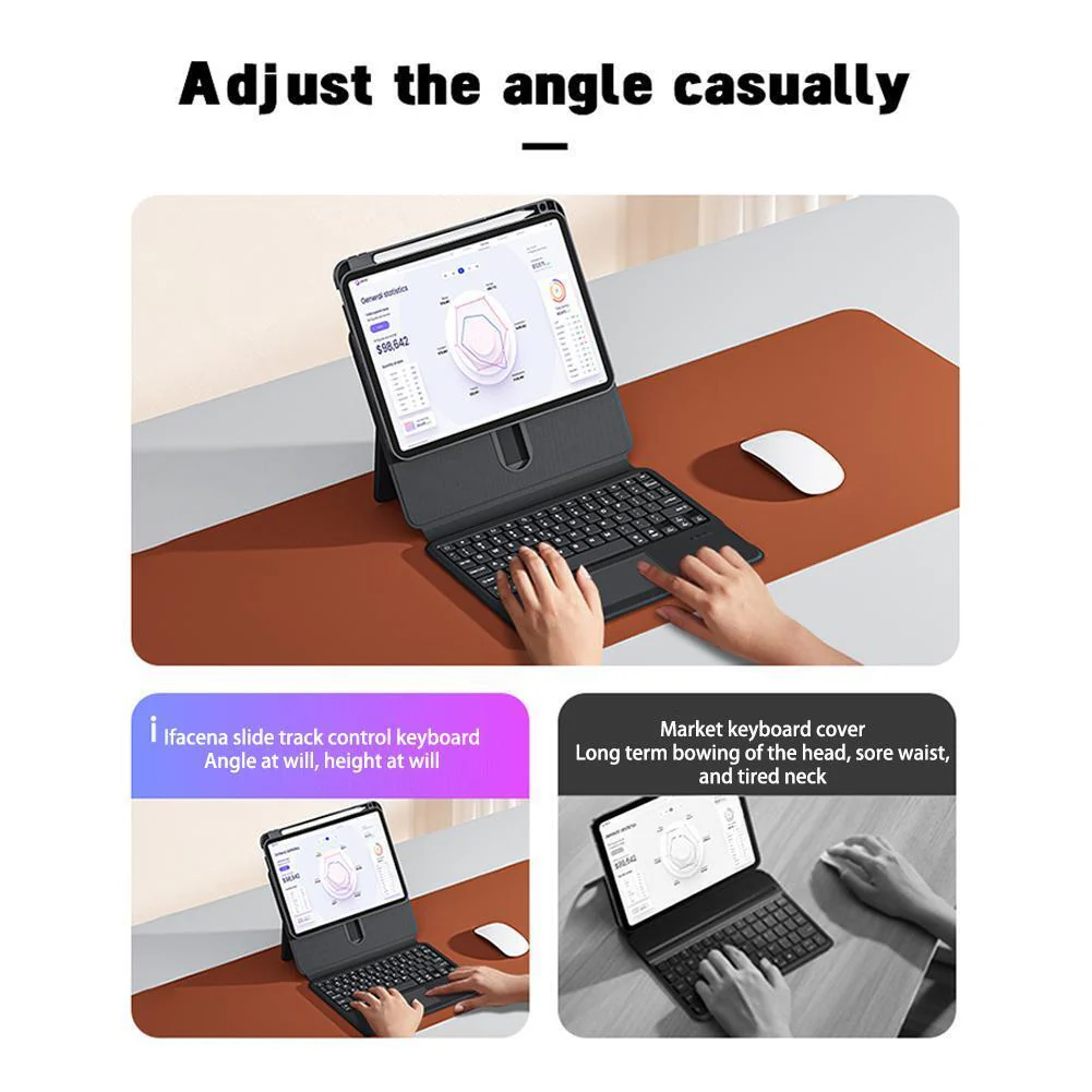 Apple iPad Pro 11" 1st/2nd/3rd/4th Gen & Air 4/5 10.9" - Magic 360 Rotation Detachable Smart Wireless Trackpad Keyboard Flip Case With Backlit - Image 4
