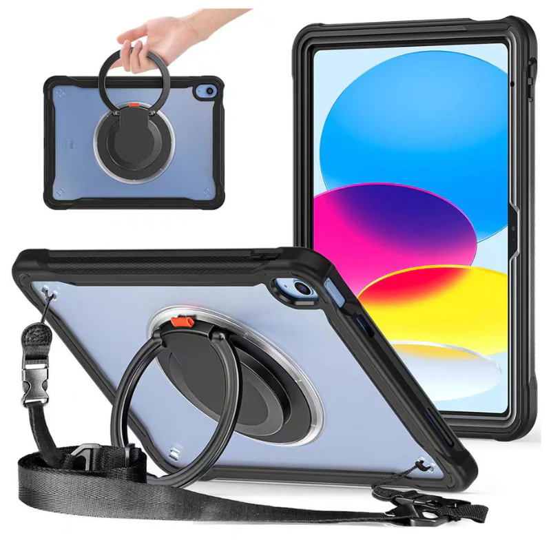 Apple iPad Air 4/5 10.9'' 4/5th Gen (2020/2022) 360° Rotating Stand Transparent Shockproof Protective Case - Image 14
