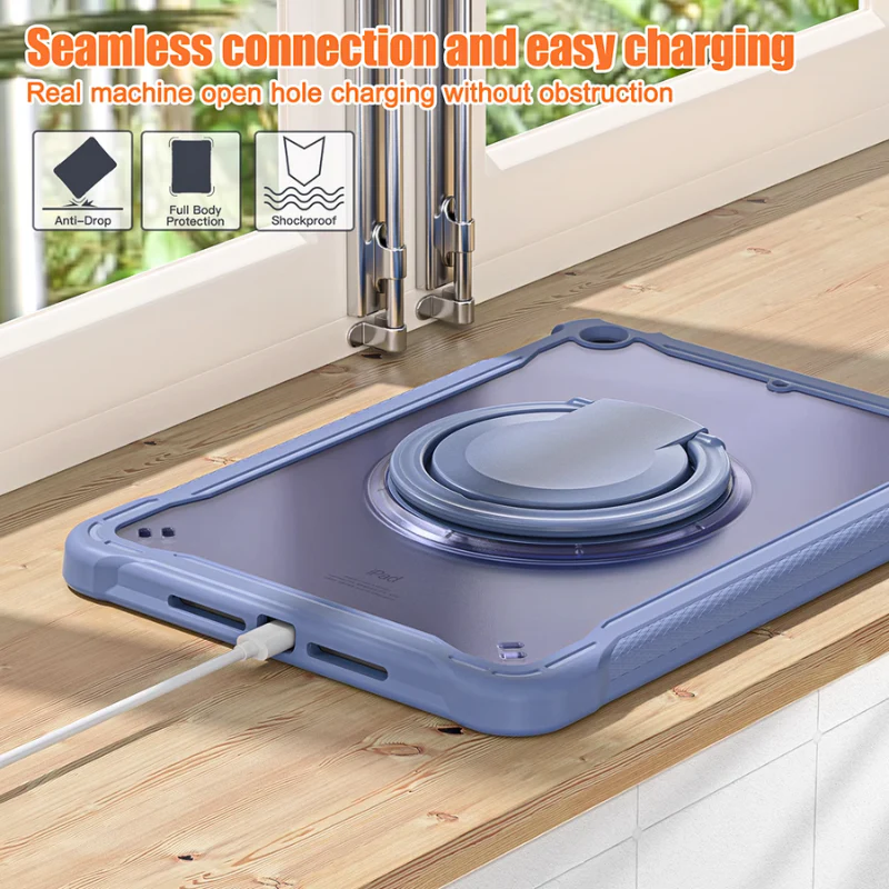 Apple iPad Air 4/5 10.9'' 4/5th Gen (2020/2022) 360° Rotating Stand Transparent Shockproof Protective Case - Image 6