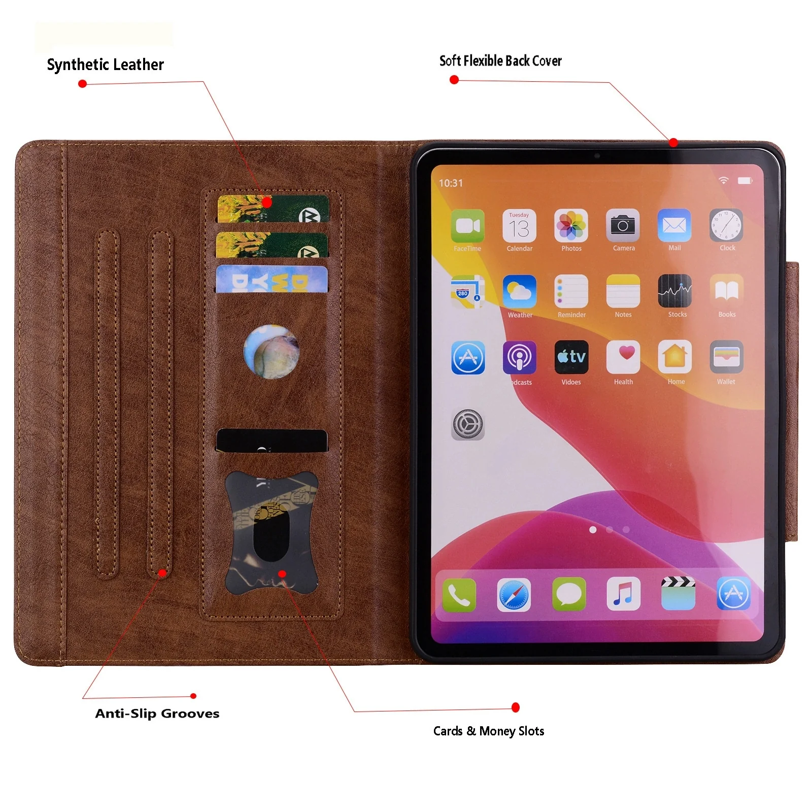 Apple iPad 5/6 9.7'' 5/6th Gen (2017/2018) Business Retro Matte Leather Protective Case - Image 11