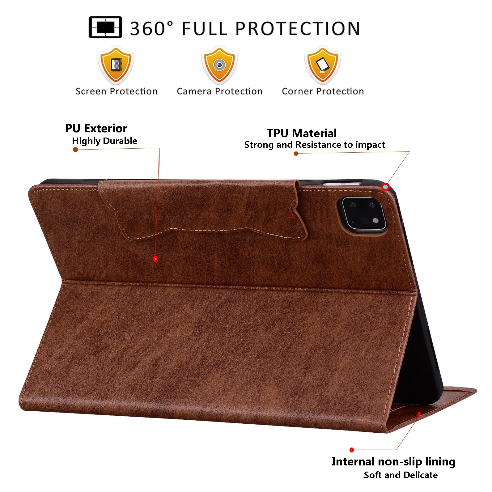 Apple iPad 5/6 9.7'' 5/6th Gen (2017/2018) Business Retro Matte Leather Protective Case - Image 14