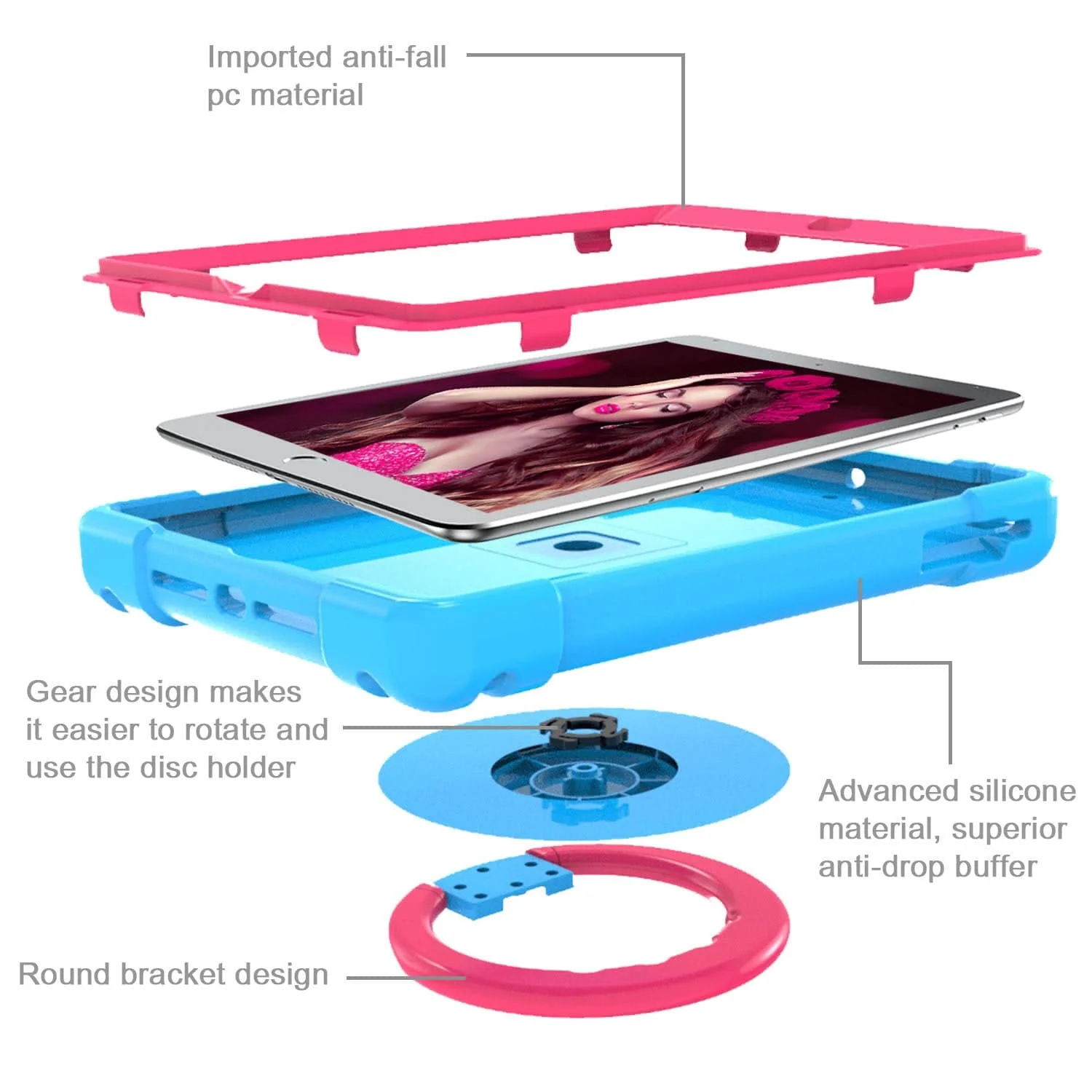Apple iPad Mini 1/2/3 EVA Kid Friendly Heavy Duty Case with Handle Stand Ring - Image 8