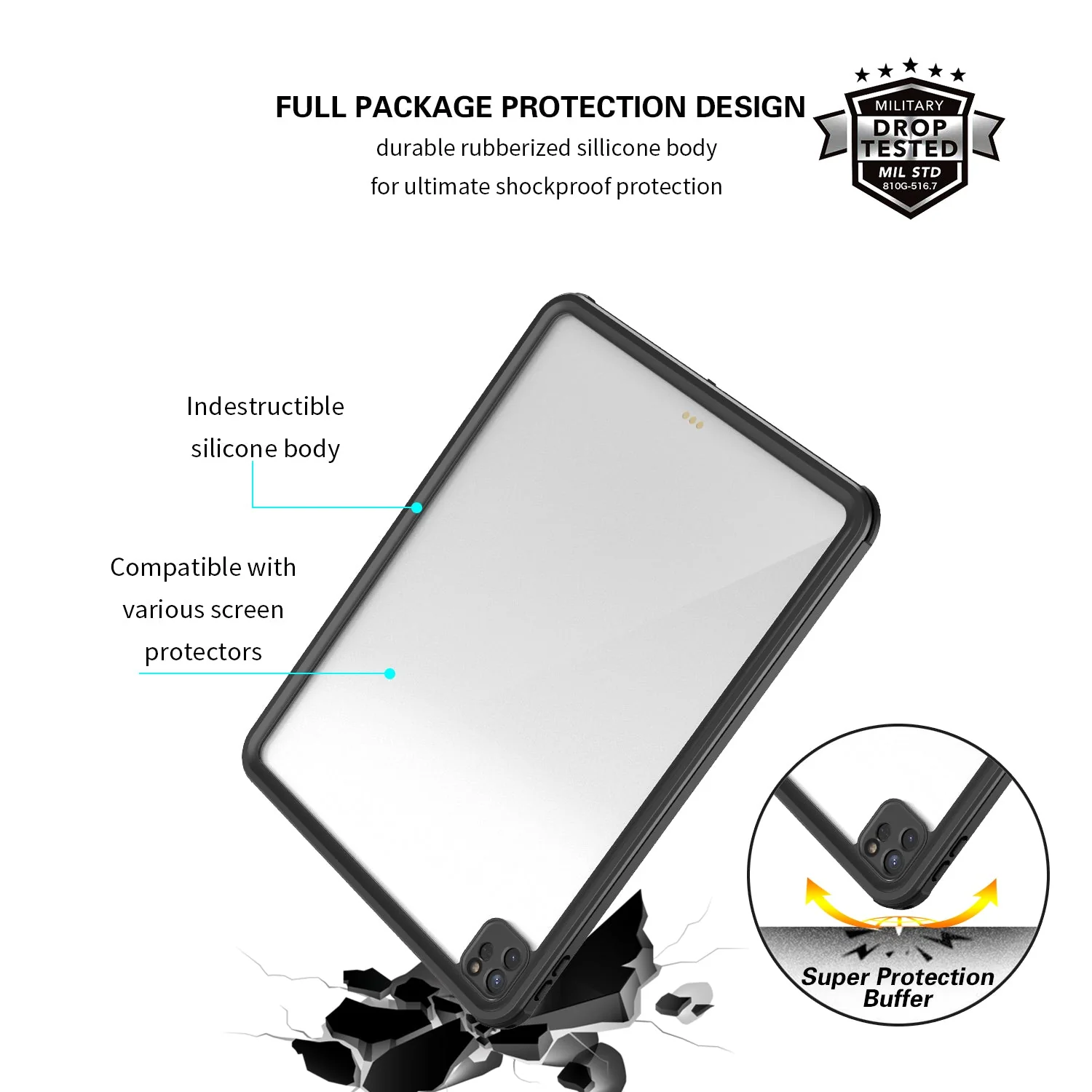 Apple iPad Pro 12.9" 4th Gen 2020 Version Shellbox Waterproof Heavy Duty Lifeproof Style Case - Image 11