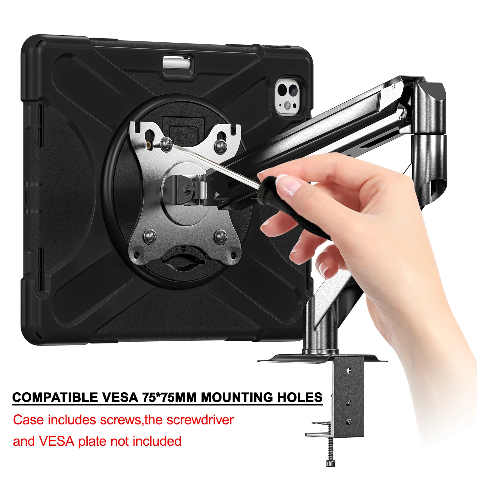 Apple iPad Pro 13-inch M4/M5 (2024/2025) - Metal Heavy Duty Case With 360° Rotation Kickstand Hold - Image 4