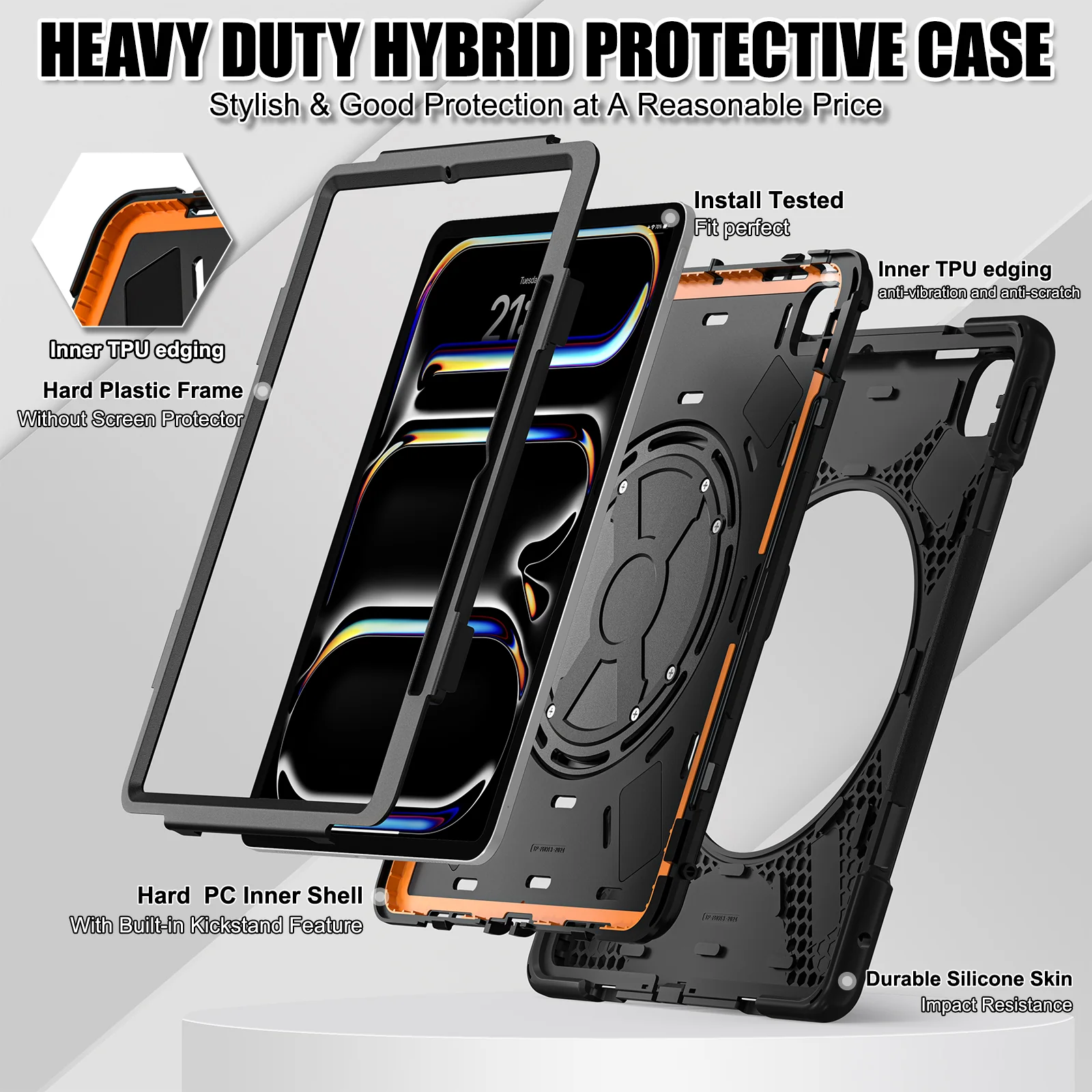 Apple iPad Pro 13-inch M4/M5 (2024/2025) - Metal Heavy Duty Case With 360° Rotation Kickstand Hold - Image 6